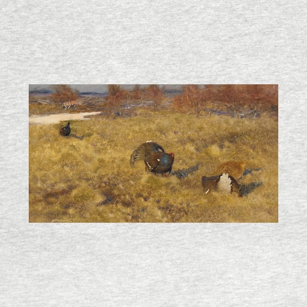 Black Grouse Displaying by Bruno Liljefors by Classic Art Stall